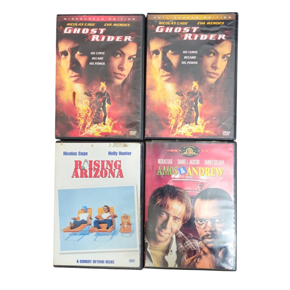 Nicolas Cage DVD Lot Ghost Rider Widescreen Full Screen Raising Arizona Good
